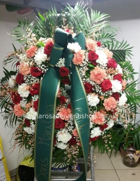 Corona funebre tonalità rosa
