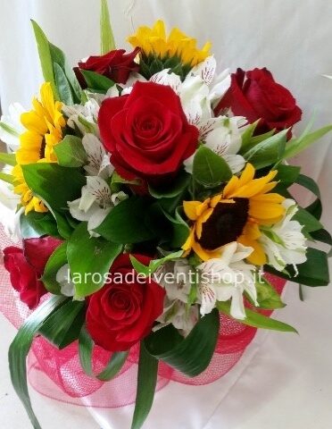 Bouquet di girasoli e fiori misti - Scegli tu il prezzo dell'omaggio