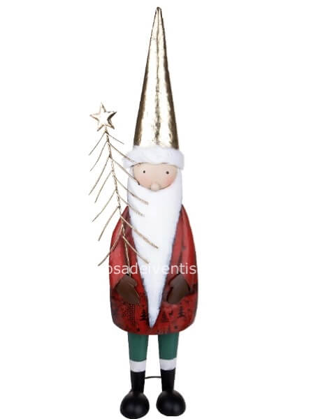 Babbo natale in metallo colore rosso e verde diametro 14,5 x h 80 cm