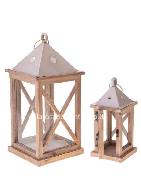Lanterna Legno Piccola dimensioni 12x12xh28 cm