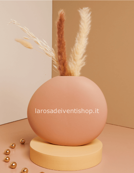 Vaso piatto medio con fiori secchi