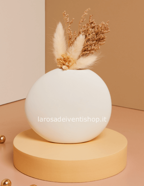 25014 - Vaso piatto dimensioni 10.3 x 4.2 x 11.6 cm con fiori secchi - SCATOLA A SCELTA