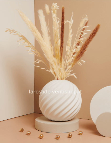 Vaso tondo onde Grande con fiori secchi