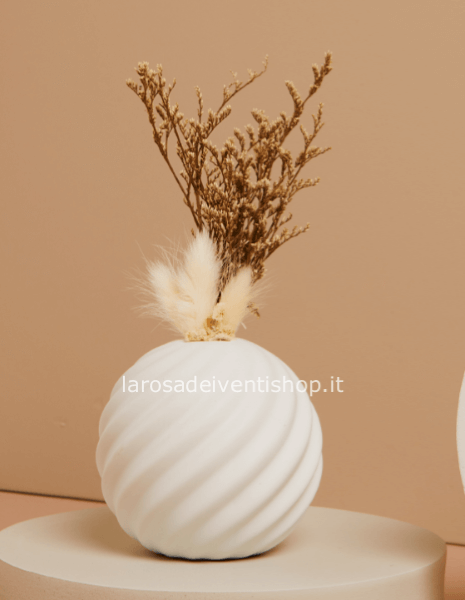Vaso tondo onde piccolo con fiori secchi