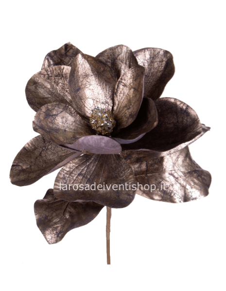 Fiore di magnolia sintetico colore champagne h 63.5 cm