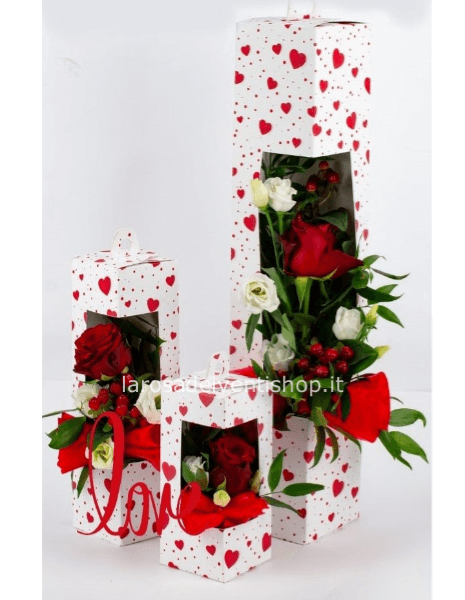 Box regalo con rosa rossa