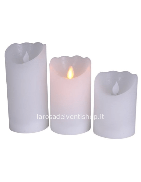 Candela in cera con led (pile non incluse) piccola  diametro 7,5 x h 12,5cm