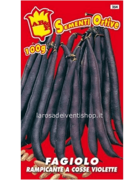 Fagiolo rampicante viola a cosse violette - Busta 100 gr termosaldata dimensioni 12 x 17 cm