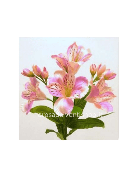 Alstromeria sintetica colore rosa, stelo lungo 60 cm