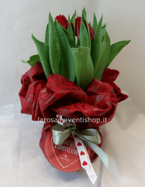 Box regalo 10 tulipani rossi - Come in foto