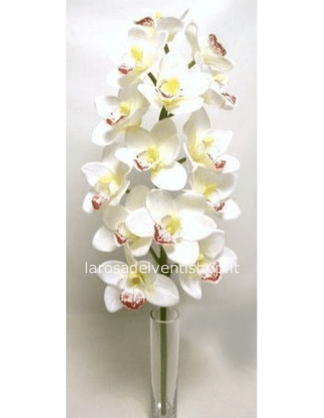 Cimbidium sintetico Bianco h 70 ramo grande