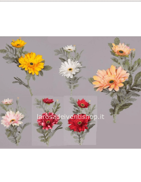 Ramo gerbera sintetica a due fiori h 55 cm ROSA