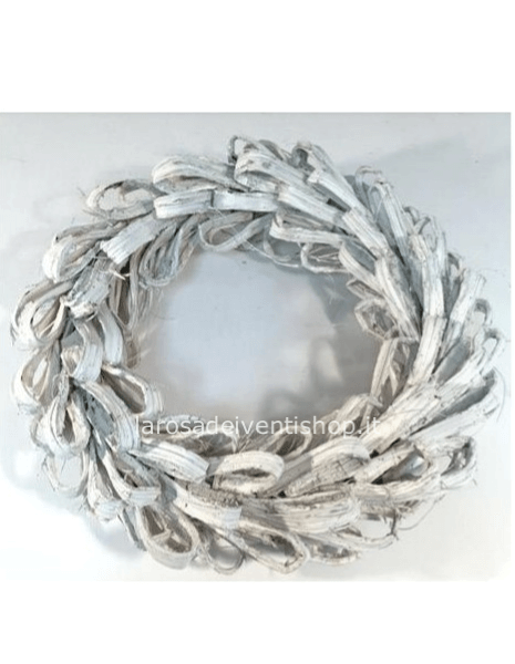 Corona vimini in legni intrecciati e sbancati diametro 40 cm