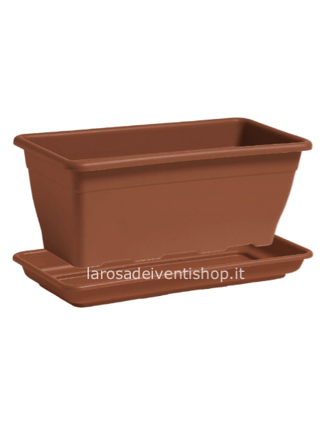 Cassetta Domus cm. 40 color terracotta completa di sottovaso separato