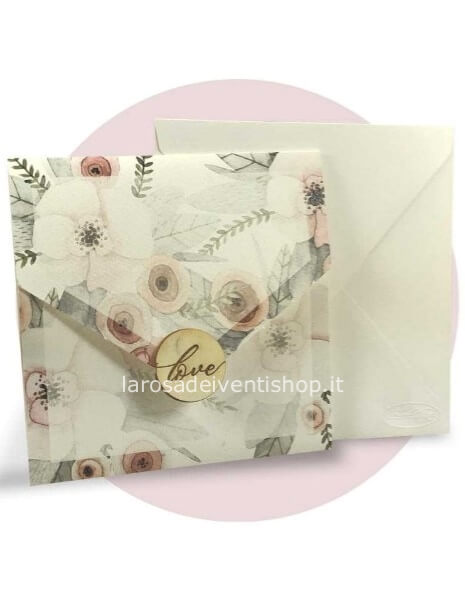 Partecipazione completa di invito e busta F1659 - SENZA MONTAGGIO - ORDINE MINIMO 30 PZ