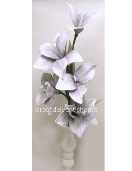 Lilium sintetico 5 fiori, diametro fiore 20/25 cm altezza gambo 100 cm - GRIGIO