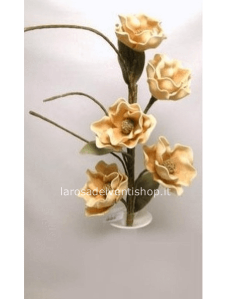 Magnolia sintetico 5 fiori, diametro fiore 15 cm altezza gambo 100 cm - PESCA