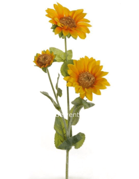 Girasole sintetico a 3 fiori h 65 cm - Arancione