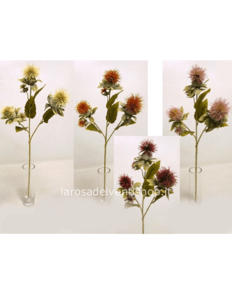 Eringium palla sintetico 5 fiori h 57 cm - Rosa