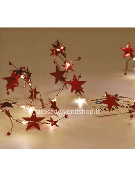 Collana di stelline rosse metallizzate 1 ml x 20 nanoled