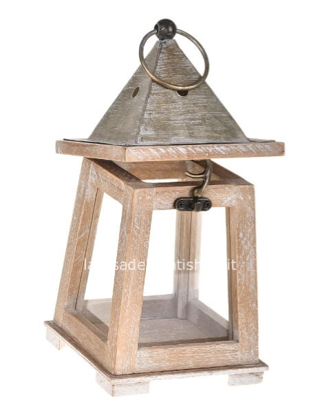 Lanterna Sandy 3 in legno dimensioni 11.5x11.5xh22 cm