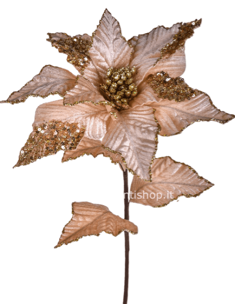 Stella di natale sintetica champagne con glitter h 74 cm