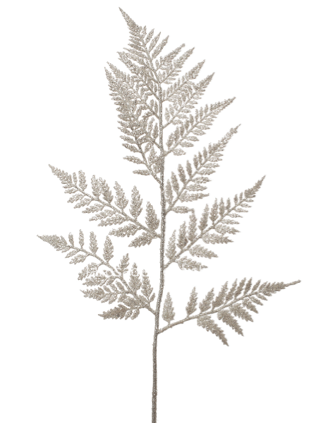 Ramo felce bianco con glitter 60 cm