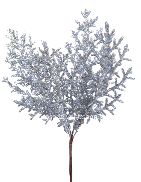 Pick corallo Argento glitterato sintetico h 17 cm