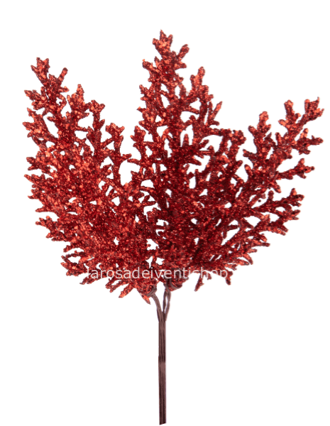 Pick corallo Rosso glitterato sintetico h 17 cm