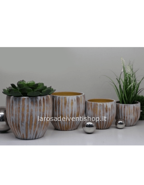 Vaso ceramica Paco vintage brown diametro 16 x h 14 cm