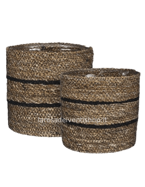 Cesto Clestal naturale e nero come in foto diametro 16 x h 16 cm
