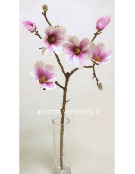 Ramo di magnolia rosa sintetica h 50 cm