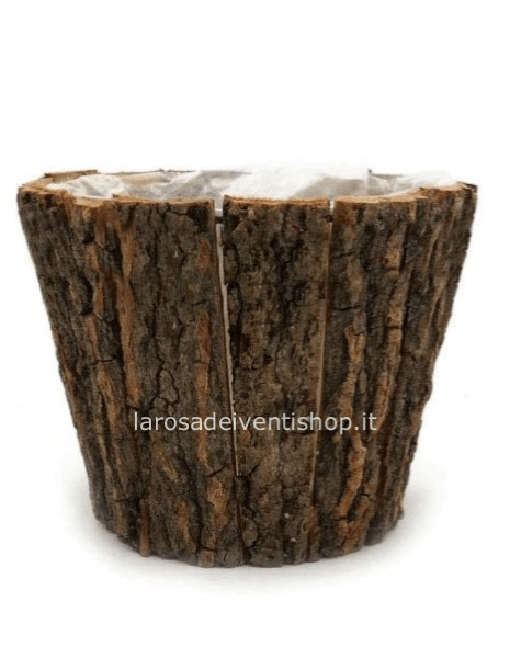 Cesto legno corteccia piccolo d 14 x h 13 cm
