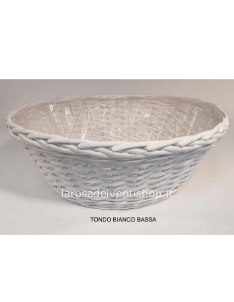 Cesto bianco basso tondo d 25 x h 13 cm