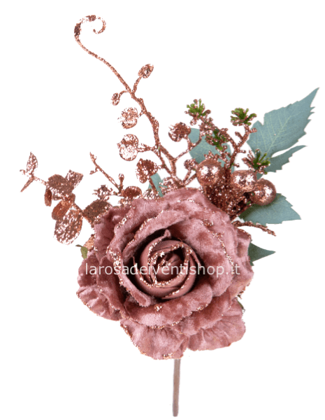Pick Rosa rosa e mauve glitterata sintetica h 16 cm