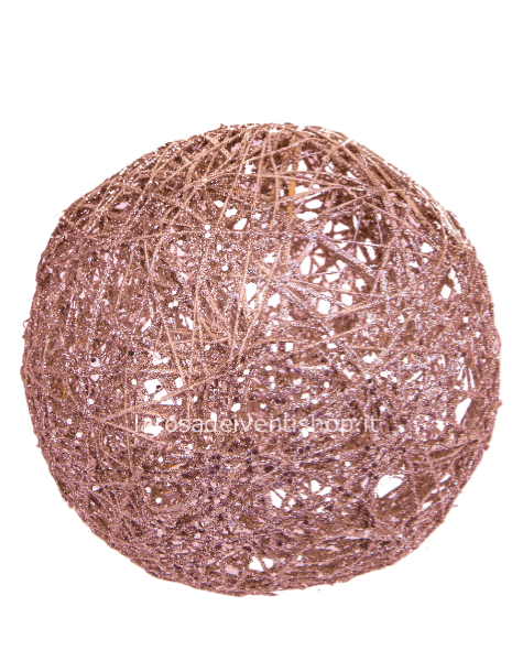 Palla natalizia  color Oro Rosa con 15 led e glitter diametro 20 cm