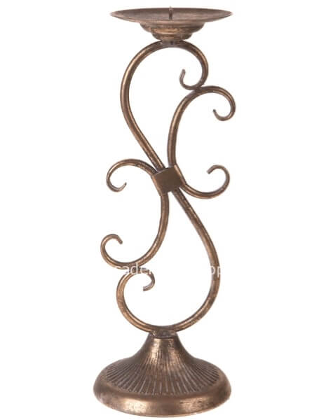 Candeliere anticato oro diametro 12 x h 35,5 cm