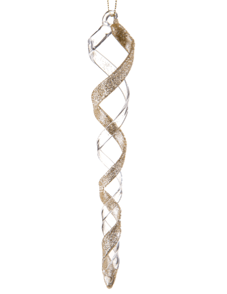 Decoro a spirale in vetro Oro Glitter h 18 cm.