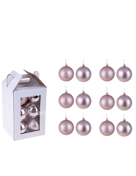  Sfere Pink Rosa assortite lucide e opache diametro 8 cm - Confezione 12 pezzi