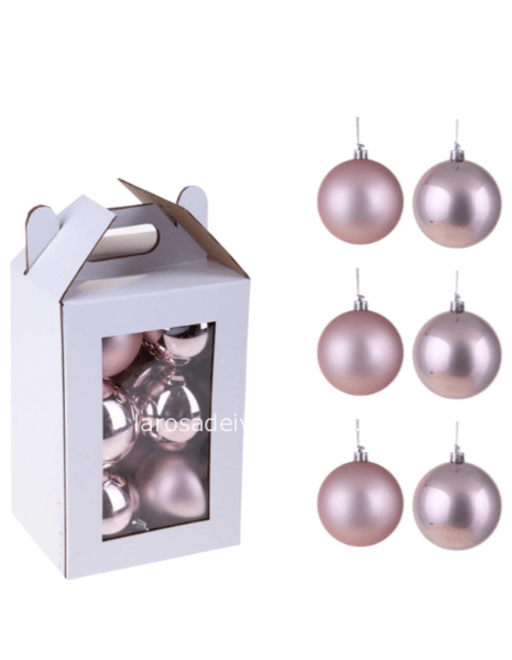 Sfere Pink Rosa assortite lucide e opache diametro 10 cm - Confezione 6 pezzi