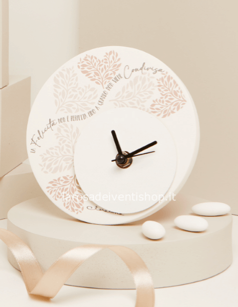 25024R - Orologio tondo con stampa cuore rosa diametro 14 x 1 cm - SCATOLA A SCELTA