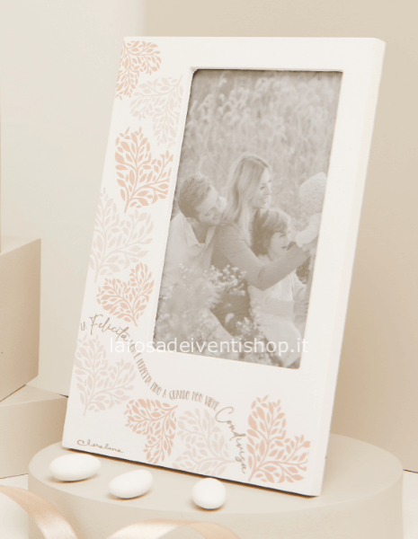 25025R - Portafoto con stampa cuore rosa 15 x 21 x 3.2 cm - SCATOLA BOTANICA