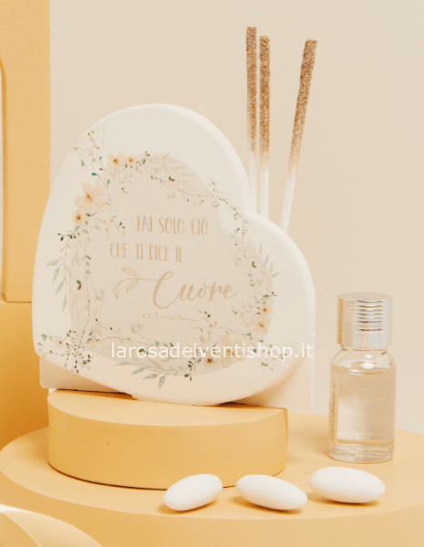 25033R - Diffusore cuore fiori rosa 10.7 x 11 x 3.5 cm - SCATOLA A SCELTA