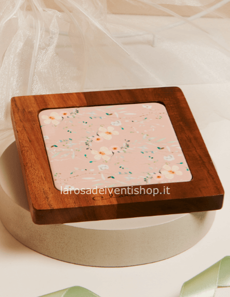 25036R - Sottopentola fiori rosa 15 x 15 x 1.5 cm - SCATOLA A SCELTA