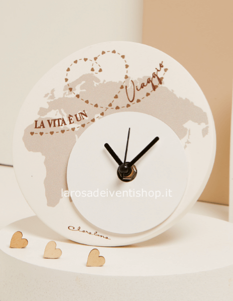 25044 - Orologio tondo tema viaggio diametro 14 x 1 cm - SCATOLA A SCELTA