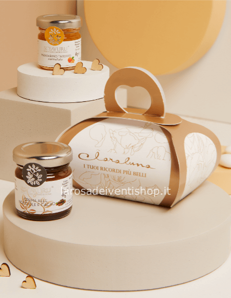 25085 - Vasetto marmellata mandarino 40 gr + vasetto crema nocciola 40 gr - SCATOLA BOTANICA