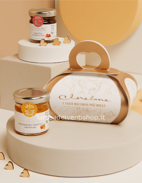 25088 - Vasetto marmellata mandarino 40 gr + vasetto marmellata fragola  40 gr - SCATOLA BOTANICA