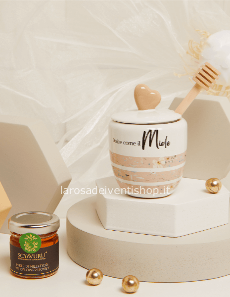 Portamiele rosa, miele e spargimiele