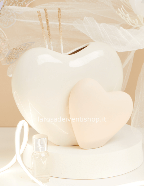 Diffusore doppio cuore bianco e tortora