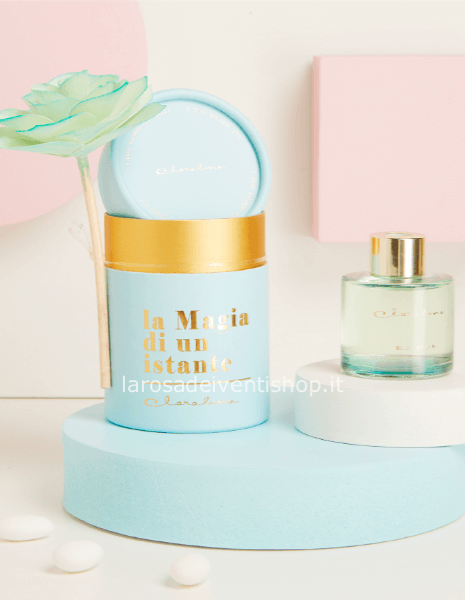 Diffusore azzurro con fiore piccolo